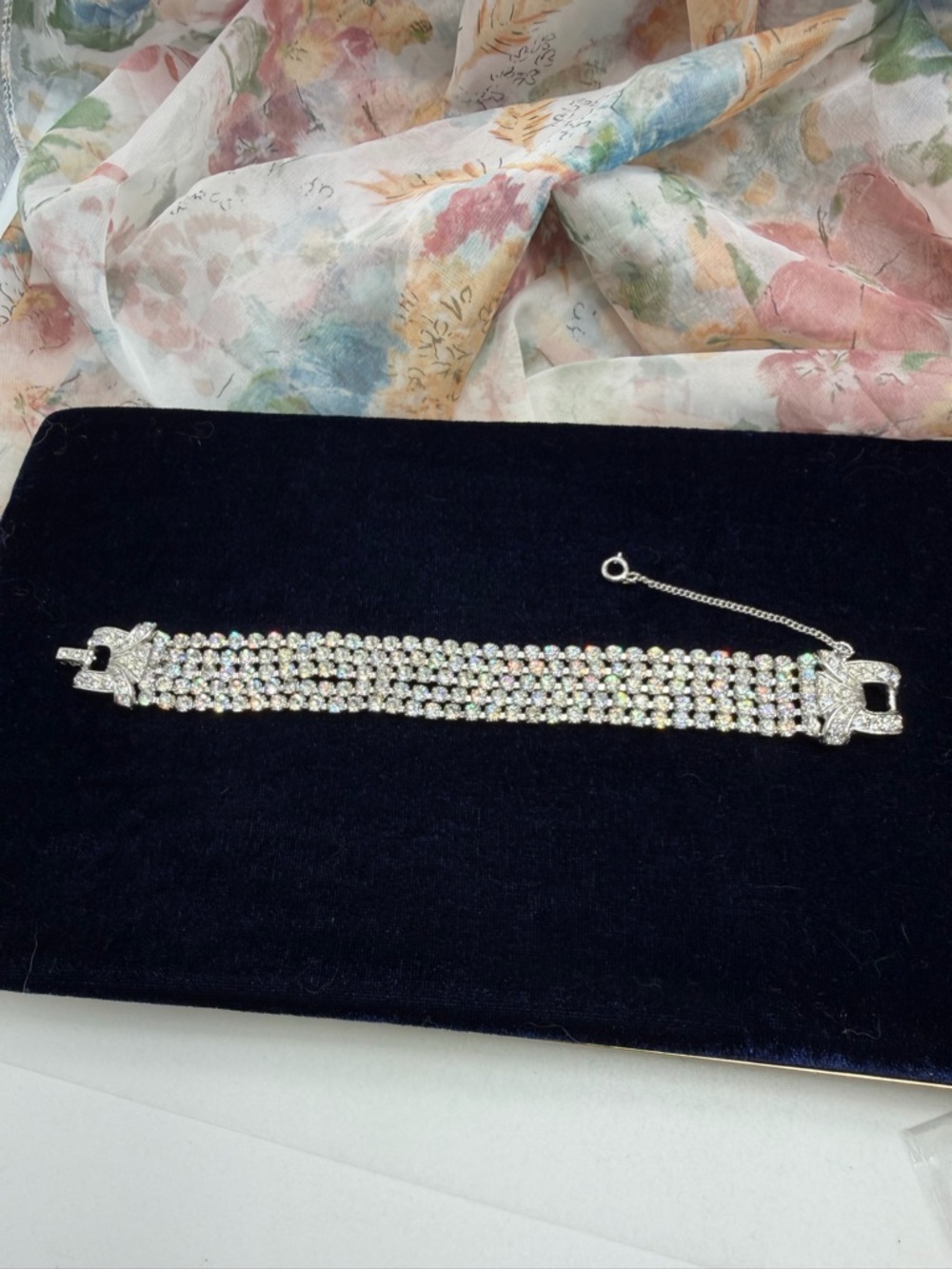 Vintage Marcel Boucher Multi-Row Crystal Bracelet - Aurora Borealis #456BR